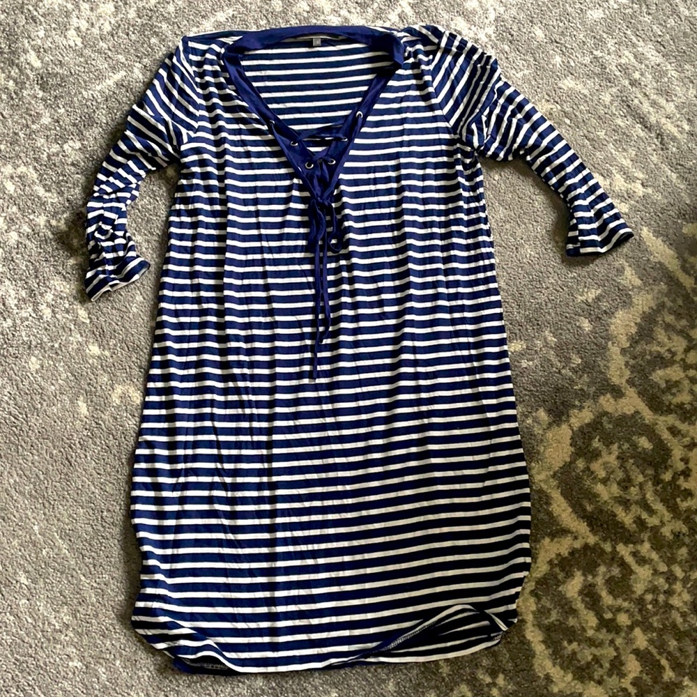 Navy & White Strip Dress